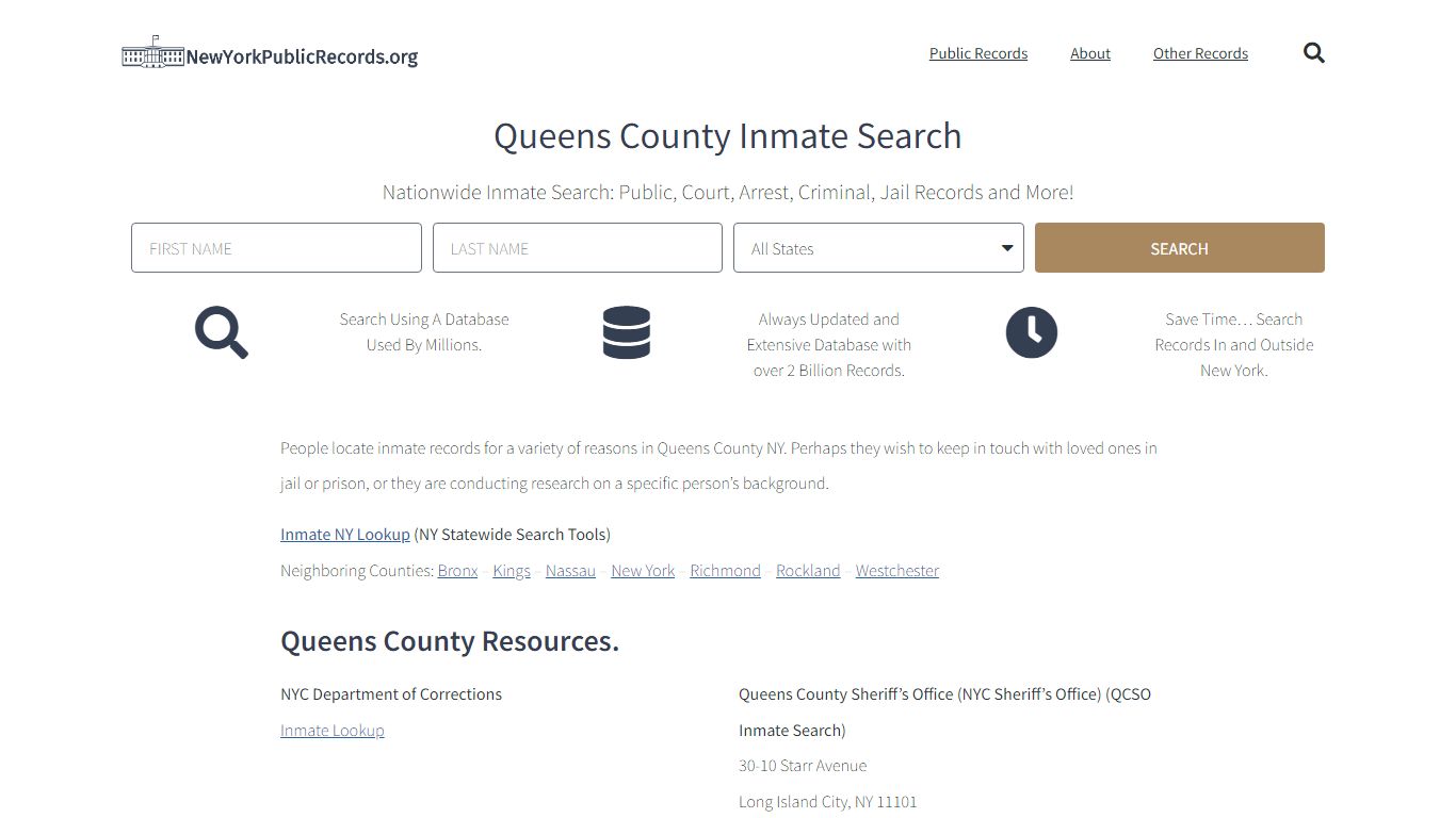 Queens County Inmate Search - QCSO Current & Past Jail Records